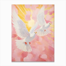 Pink Ethereal Bird Painting Dove 4 Canvas Print