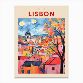 Lisbon Portugal 7 Fauvist Travel Poster Canvas Print