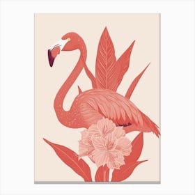 Chilean Flamingo Canna Lily Minimalist Illustration 3 Canvas Print