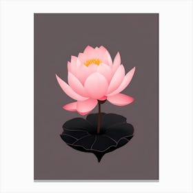 A Pink Lotus In Minimalist Style Vertical Composition 38 Canvas Print