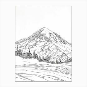 Mount Rainier Usa Line Drawing 7 Canvas Print
