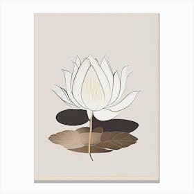 Blooming Lotus Flower In Pond Retro Minimal 1 Canvas Print