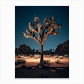  Photograph Of A Joshua Tree At Night  In A Sandy Desert 2 Canvas Print