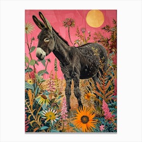 Floral Animal Painting Donkey 2 Canvas Print