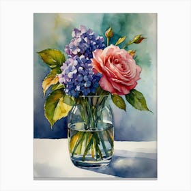 Hydrangeas In A Vase Canvas Print