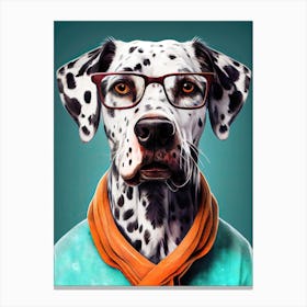 Dalmatian Dog With Glasses animal dog Canvas Print