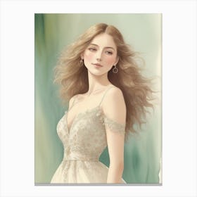 Beautiful Girl In A Wedding Dress Canvas Print