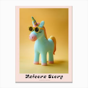 Pastel Toy Unicorn With Sunglasses 1 Poster Canvas Print