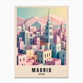 Madrid City Travel Poster Spain Low Poly (21) Canvas Print