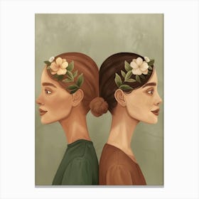 Two Women With Flower Crowns Canvas Print