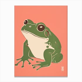 Frog Unimpressed, Matsumoto Hoji Inspired Japanese Green And Pink 4 Canvas Print