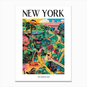 The Bronx Zoo New York Colourful Silkscreen Illustration 3 Poster Canvas Print
