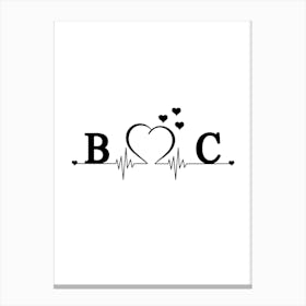 Personalized Couple Name Initial B And C Monogram Canvas Print