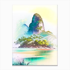 Lord Howe Island Australia Watercolour Pastel Tropical Destination Canvas Print