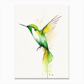 Green Breasted Mango Hummingbird Minimalist Watercolour Canvas Print