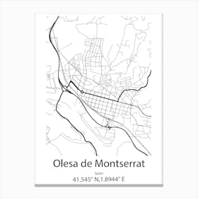 Olesa De Montserrat,Spain Minimalist Map Canvas Print