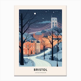 Winter Night  Travel Poster Bristol United Kingdom 1 Canvas Print
