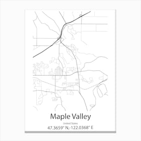 Maple Valley,United States Minimalist Map Stampe su tela