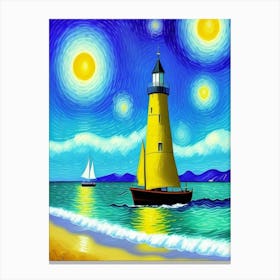 Starry Night Lighthouse Canvas Print