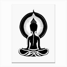 Meditating Figure, Symbol, Third Eye Simple Black & White Illustration 1 Canvas Print