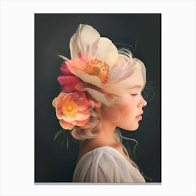 "Floral Fantasy: Surreal Woman Portrait" Canvas Print