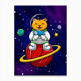 Cat Astronaut, space cat and fish — space poster, synthwave space, neon space, aesthetic poster Canvas Print