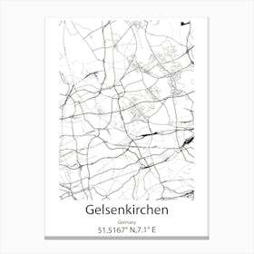 Gelsenkirchen,Germany Minimalist Map Canvas Print