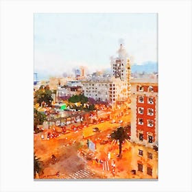 Cityscape At Dusk Canvas Print