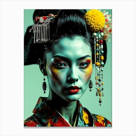 Geisha Grunge Texture Portrait Canvas Print