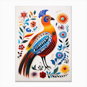 Scandinavian Bird Illustration Pheasant 2 Canvas Print