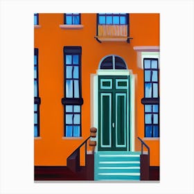 Orange Townhouse Doorway Steps Canvas Print