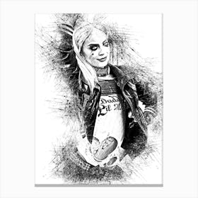 Margot Robbie Harley Pencil Drawing Canvas Print