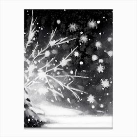Frozen, Snowflakes, Black & White 3 Canvas Print