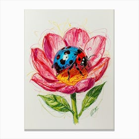 Ladybug On A Flower Canvas Print