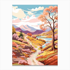 Scottish Highlands Scotland Hike Illustration Canvas Print