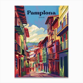 Pamplona Spain Colorful Art Illustration Canvas Print