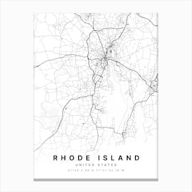 Rhode Island Usa White Map Stampe su tela