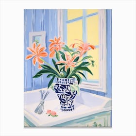 A Vase With Lily, Flower Bouquet 4 Canvas Print