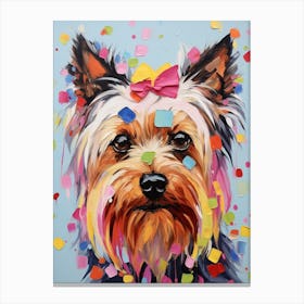 Yorkshire Terrier With A Bow Collage Canvas Print