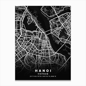 Hanoi Vietnam Black Map Canvas Print