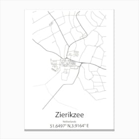 Zierikzee,Netherlands Minimalist Map Canvas Print