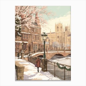 Vintage Winter Illustration Cambridge United Kingdom 2 Canvas Print