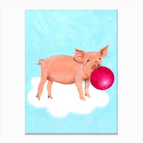 Pig On Cloud Canvas Print