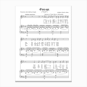 O Holy Night Music sheet Print Canvas Print