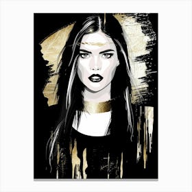 Gold Girl In Black Canvas Print