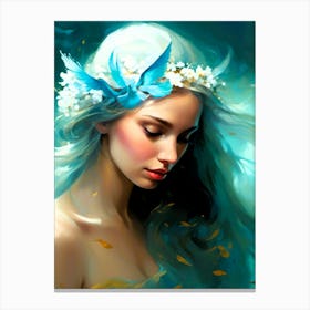 Girl With Blue Hair Canvas Print