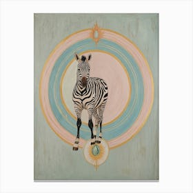 Sorbet Zebra in Abstract Circles Canvas Print