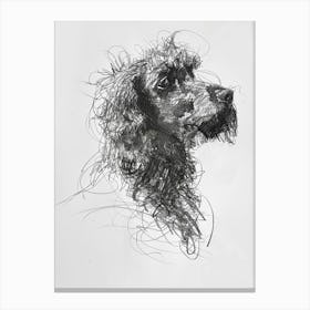 Irish Water Spaniel Dog Charcoal Line 2 Canvas Print
