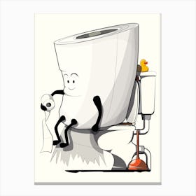 Toilet Roll On The Toilet Canvas Print