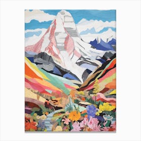 Mount Everest Nepal 3 Colourful Mountain Illustration Canvas Print